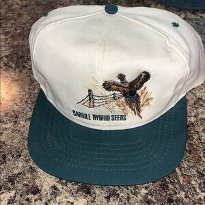 Vintage Cargill hybrid seeds Cream and Teal Hat made in USA